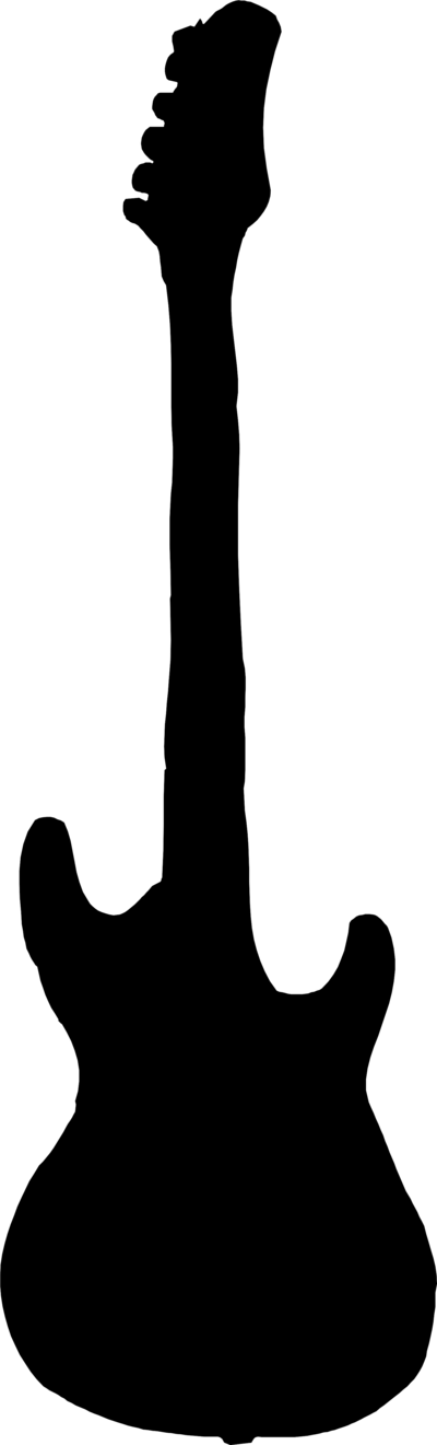 Guitar - Clip - Art - Black - And - White - Guitar Clipart Black - Png Download (400x1321), Png Download