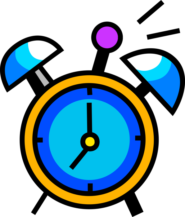 Vector Illustration Of Alarm Clock Ringing Its Morning - Ringing Alarm Clock Clipart Black And White - Png Download (596x700), Png Download
