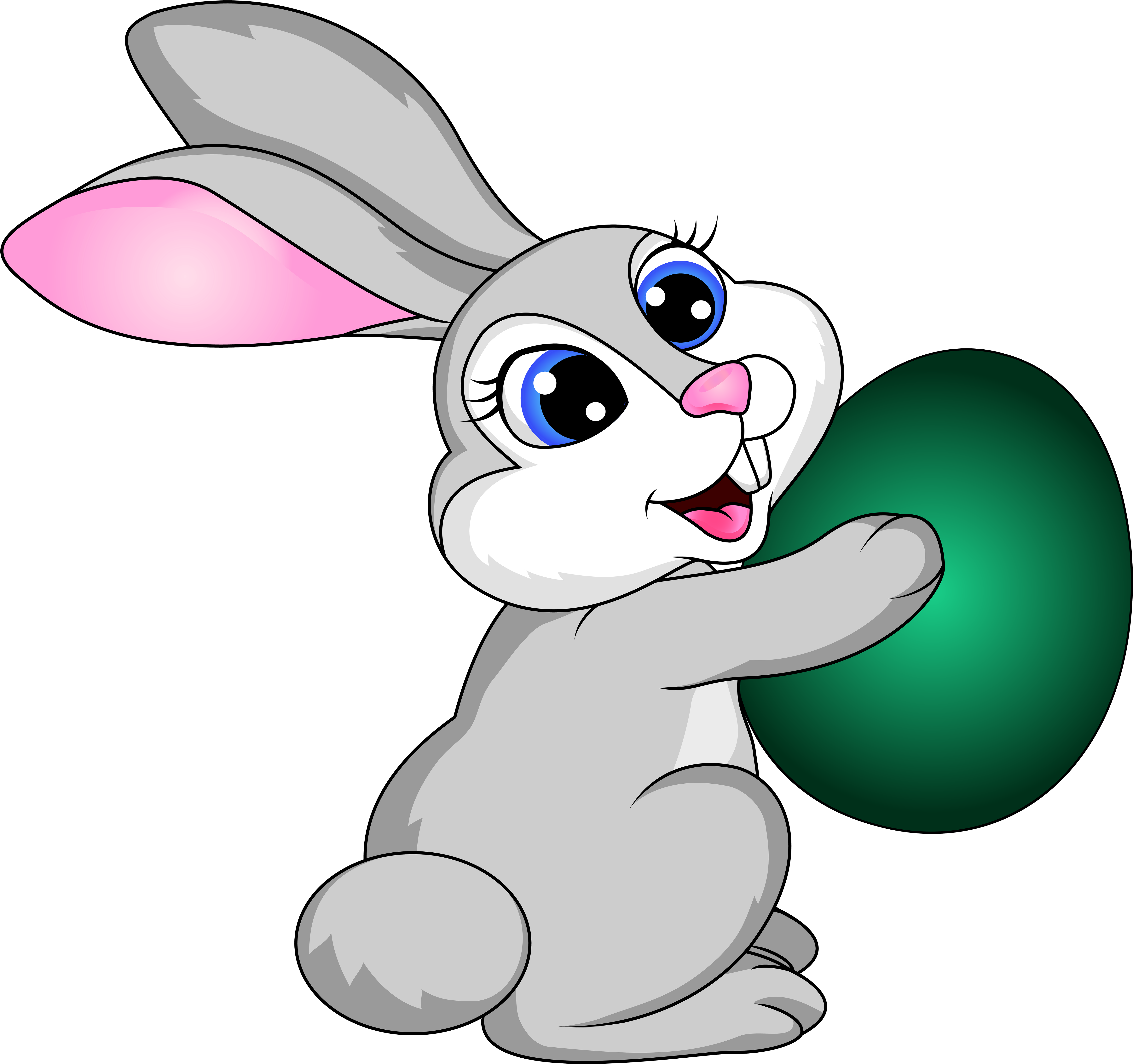 Easter Bunny Holding An Egg Clipart (6000x5637), Png Download