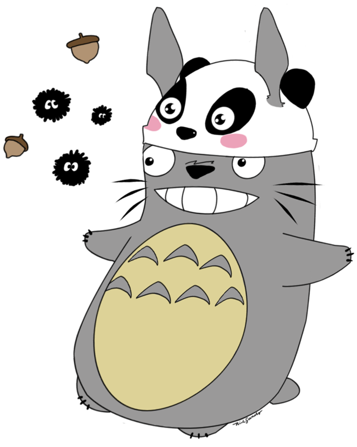 Giant Panda Cat Cartoon Drawing Fan Art - Totoro Panda Clipart (900x971), Png Download