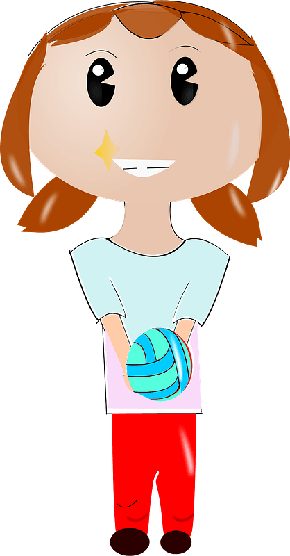 Girl With A Ball Clipart - Cartoon - Png Download (418x800), Png Download