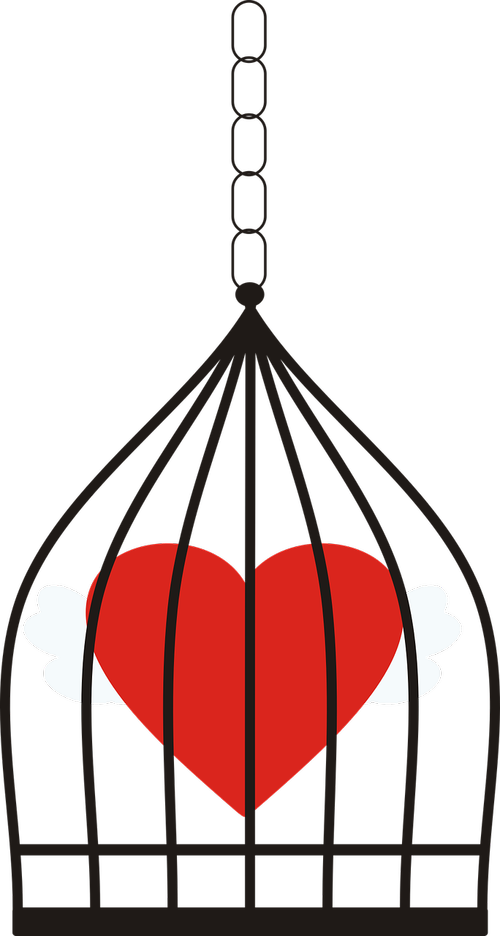Cage Single Pendant - Corazon En Jaula Clipart (500x936), Png Download