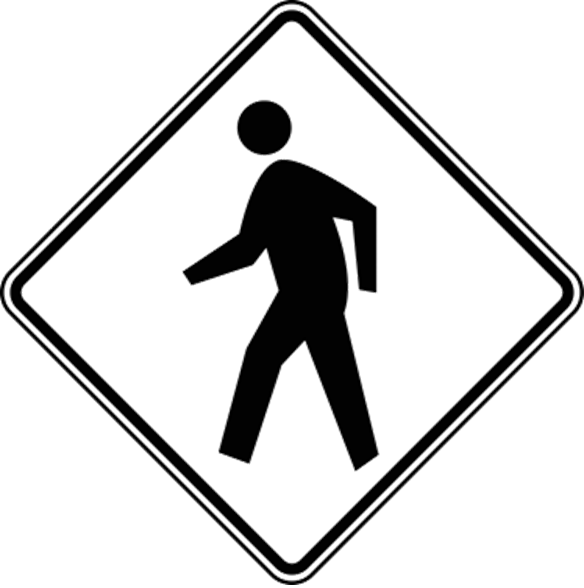 White Pedestrian Crossing Sign Clipart (584x588), Png Download