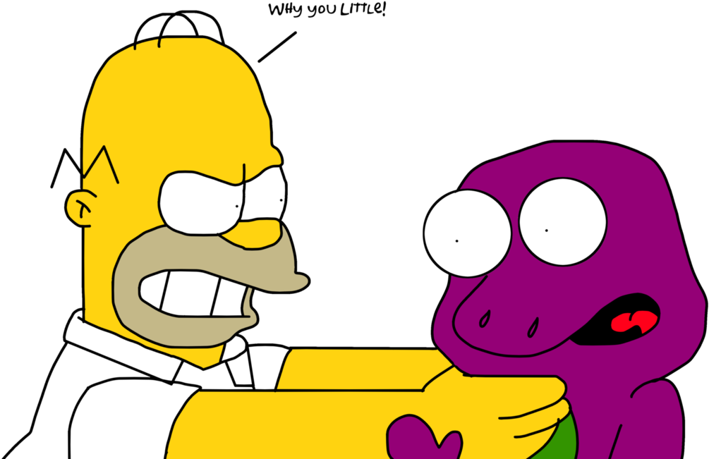 Homer Simpson Strangling Barney Clipart (1041x767), Png Download