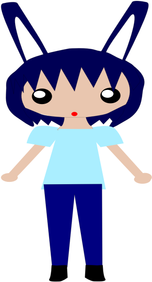 Girl With Rabbit Ears - Cartoon Clipart (600x600), Png Download