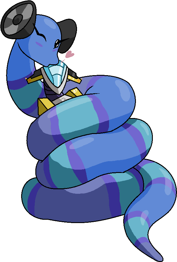 Jazzy Blue Hugging Coils, And A Kiss - Cartoon Clipart (610x888), Png Download