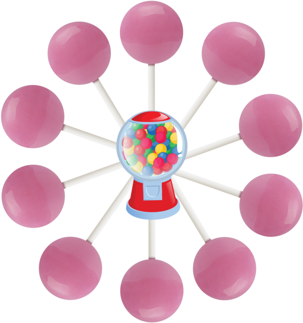 Bubblegum Bubble Png - Original Gourmet Lollipops Bubble Gum Clipart (720x720), Png Download