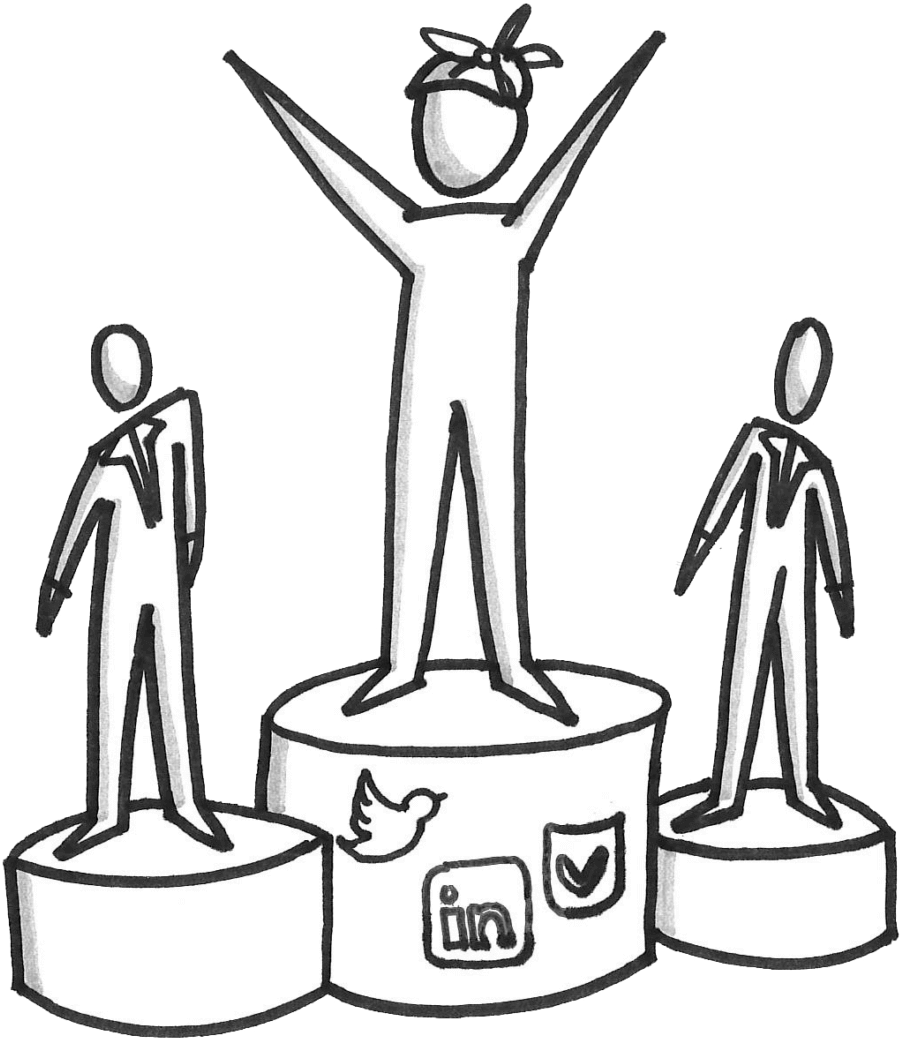 Younger Person On Winners Podium With Social Media Clipart (1119x1134), Png Download