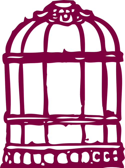 Birdcage Vintage Baroque - Parrot In Cage Png Clipart (500x670), Png Download