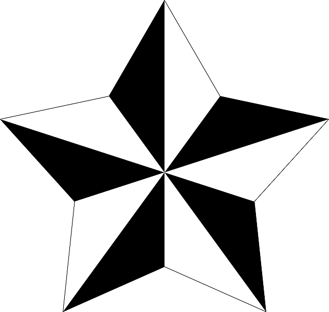 Pentagram, Alternate, Polygon, Star, Black And White - Nautical Star Vector Clipart (640x608), Png Download