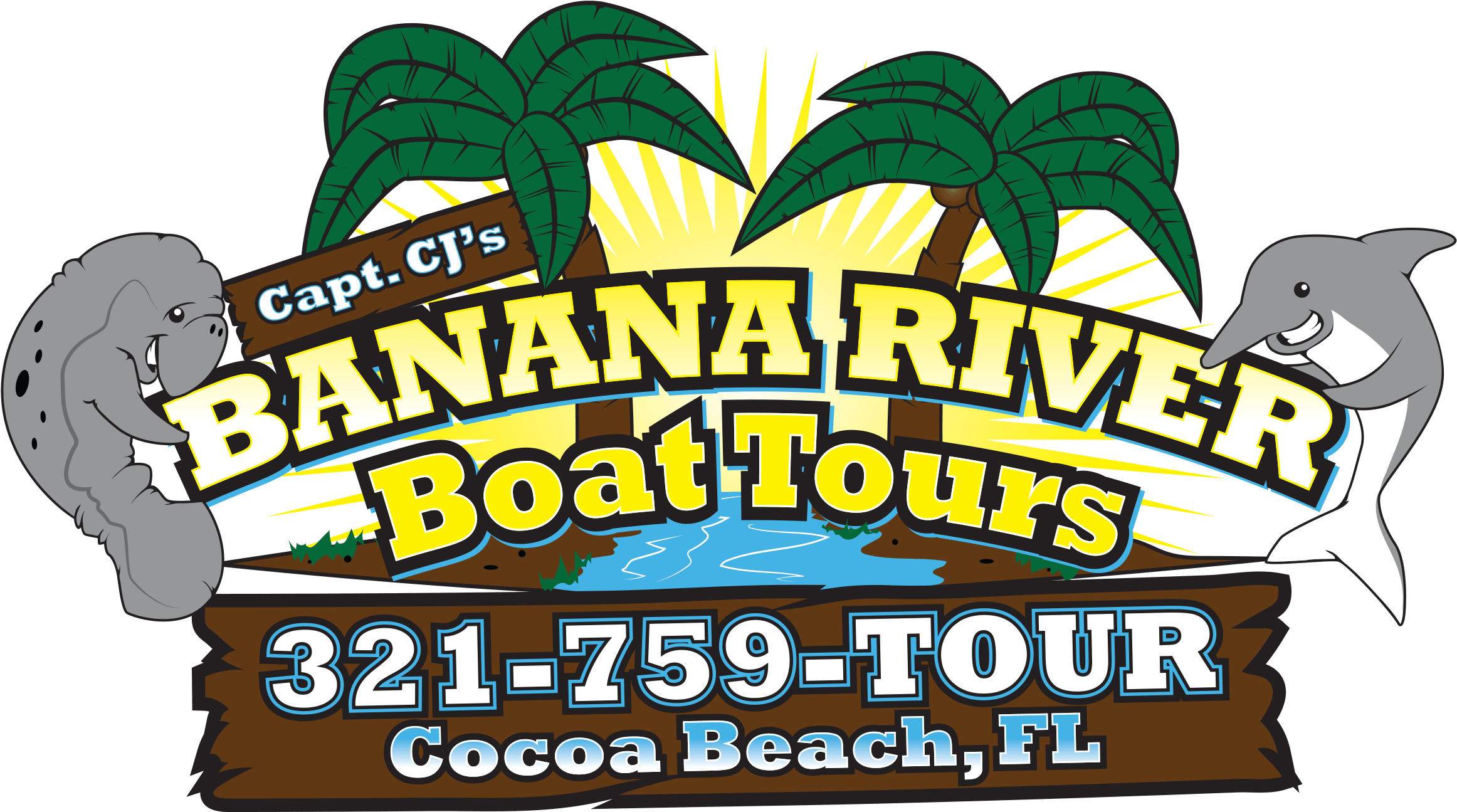 Banana River Boat Tours - Illustration Clipart (2346x1294), Png Download
