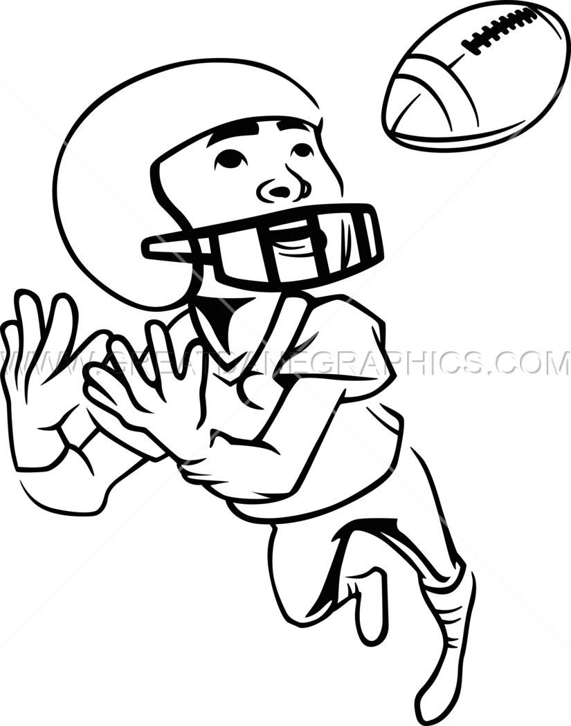 Football Player Clipart Black And White Kids Picture - Kid Catching Football Drawing - Png Download (825x1050), Png Download