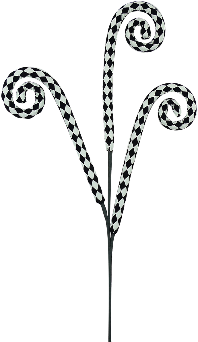 Black/white Harlequin Curly Spray - Black & White Harlequin Clipart (960x1280), Png Download