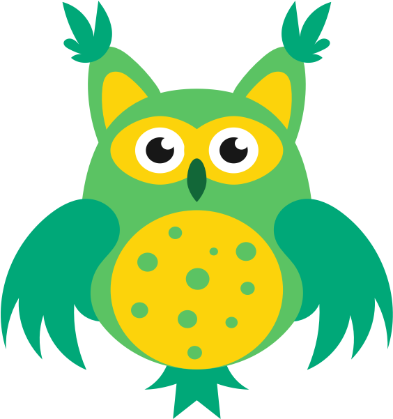 Owl Cartoon - Green Owl Vector Png Gif Clipart (600x600), Png Download