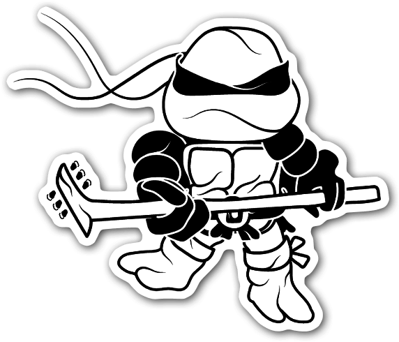 Donatello On The Guitar Sticker - Cartoon Clipart (600x520), Png Download