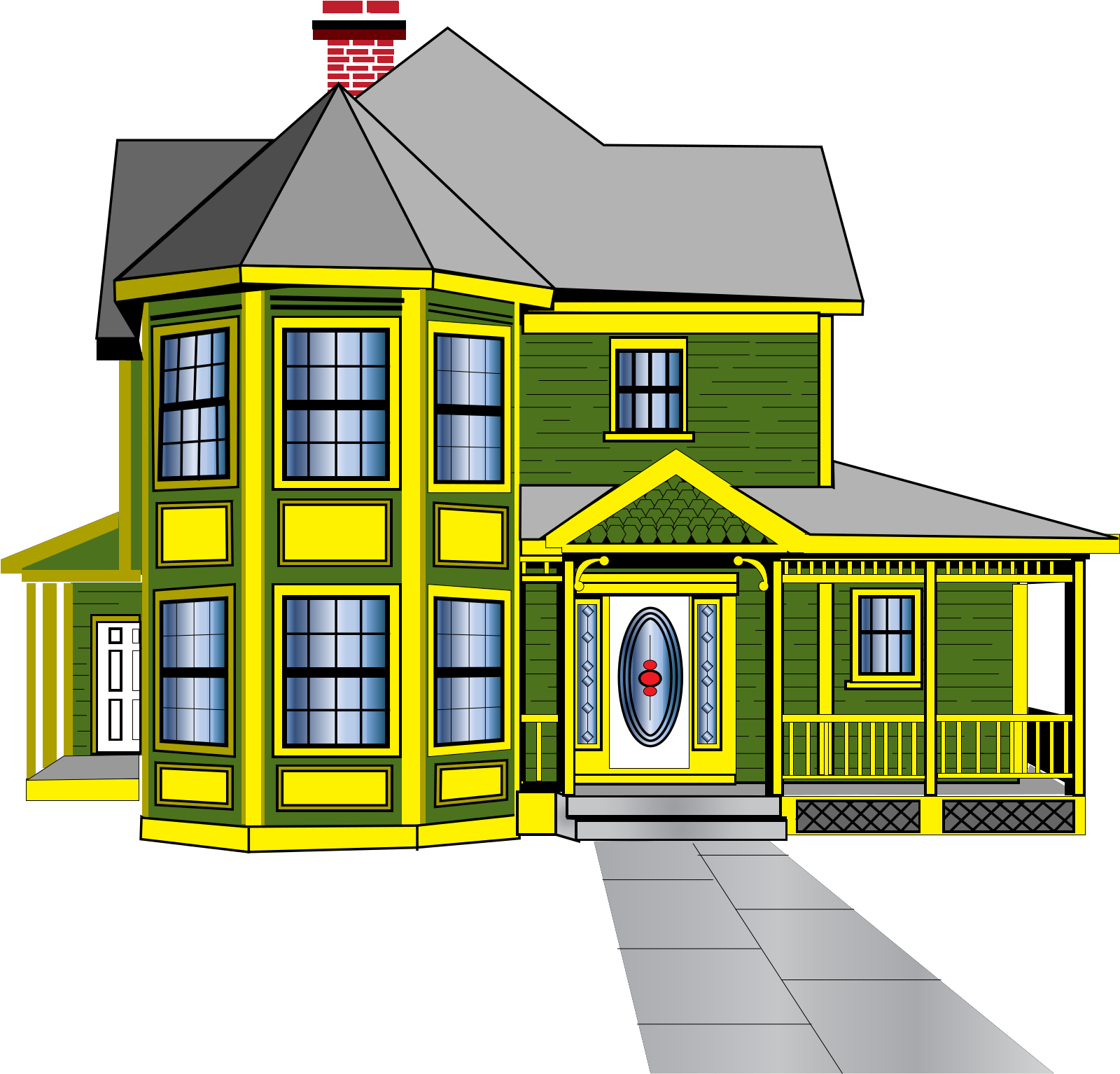Green And Yellow House Clipart (1600x1600), Png Download