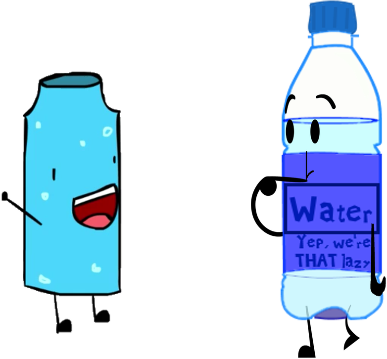 Water Bottle Reaction To A A"s Drawing Of Him - Drawing Cartoon Plastic Bottle Clipart (1024x747), Png Download