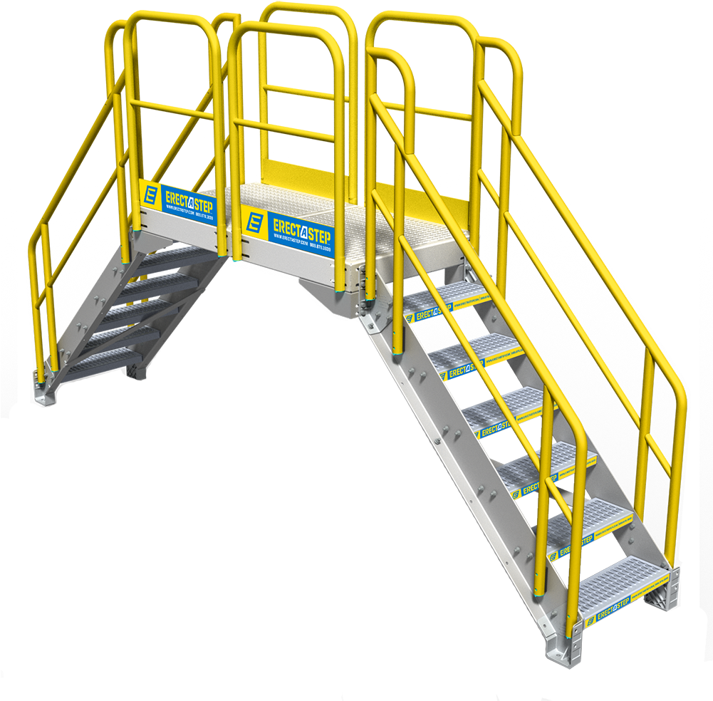 Industrial 6-step Crossover Stairs - Crossover Stairs Clipart (1001x984), Png Download