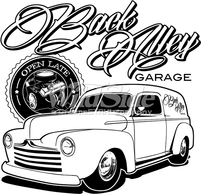 Back Alley Garage - Antique Car Clipart (646x623), Png Download
