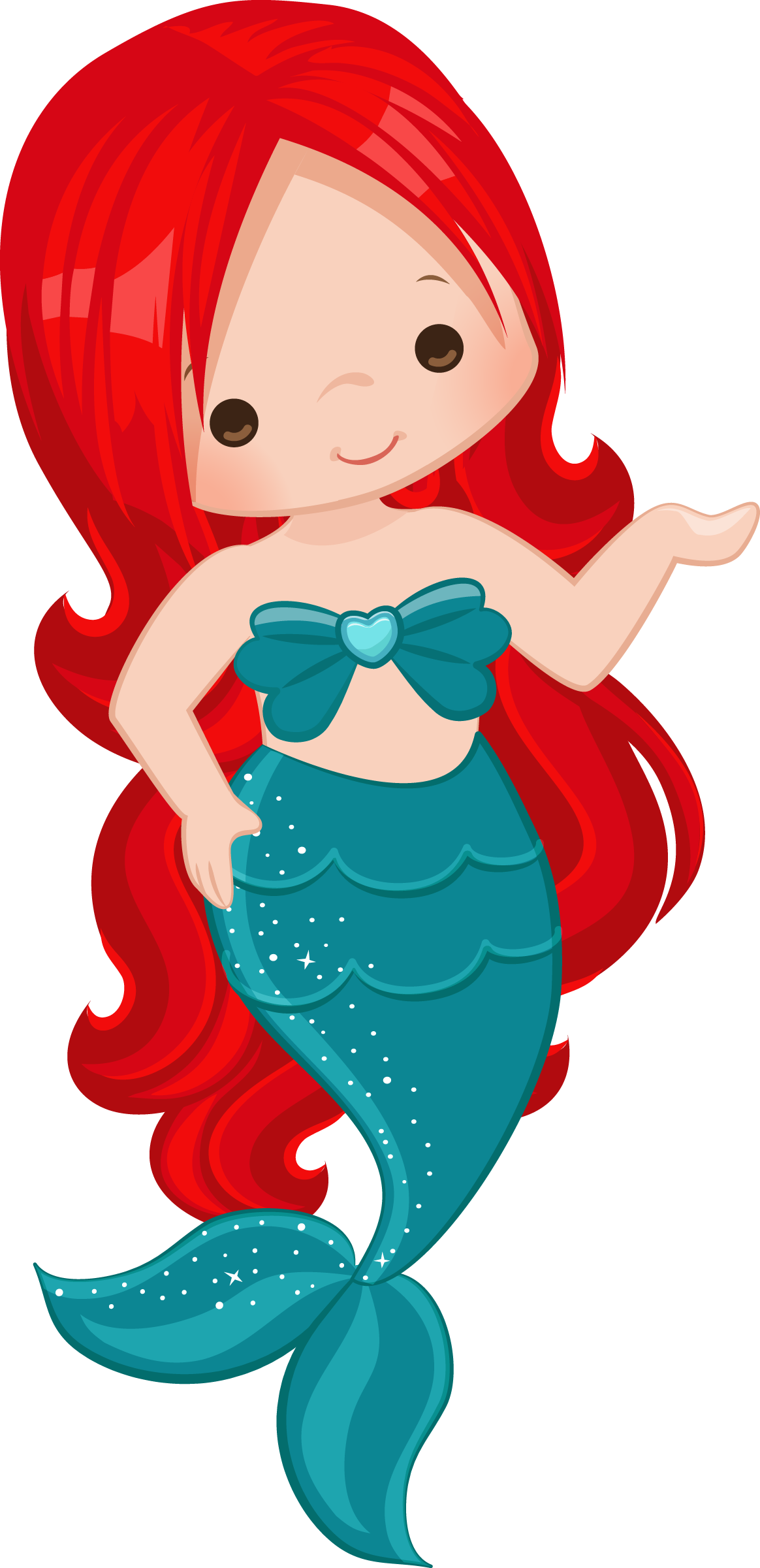 Mermaid Under The Sea Round Edible Icing Cake Topper - Under The Sea Mermaid Clipart (1164x2401), Png Download