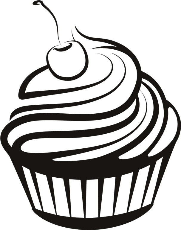 Cupcake Drawing Clip Art - Black And White Cupcake Clipart - Png Download (768x768), Png Download
