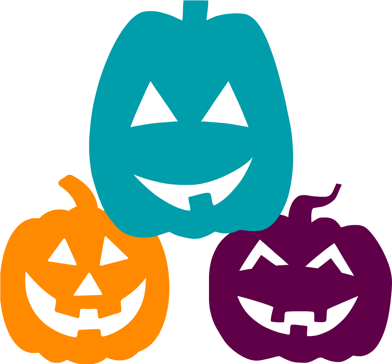 Teal-pumpkin - Halloween Clip Art Colorful - Png Download (1334x1297), Png Download