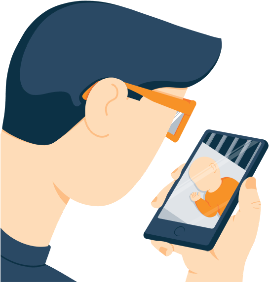 Illustration Of A Dad At Work Looking At His Phone Clipart (712x577), Png Download