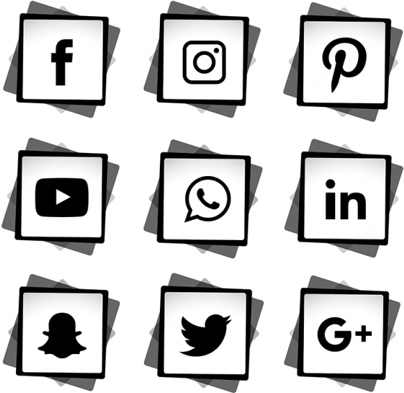 Media Icons Set Social Media Icon White Png- - Social Media Marketing Icon Clipart (581x565), Png Download