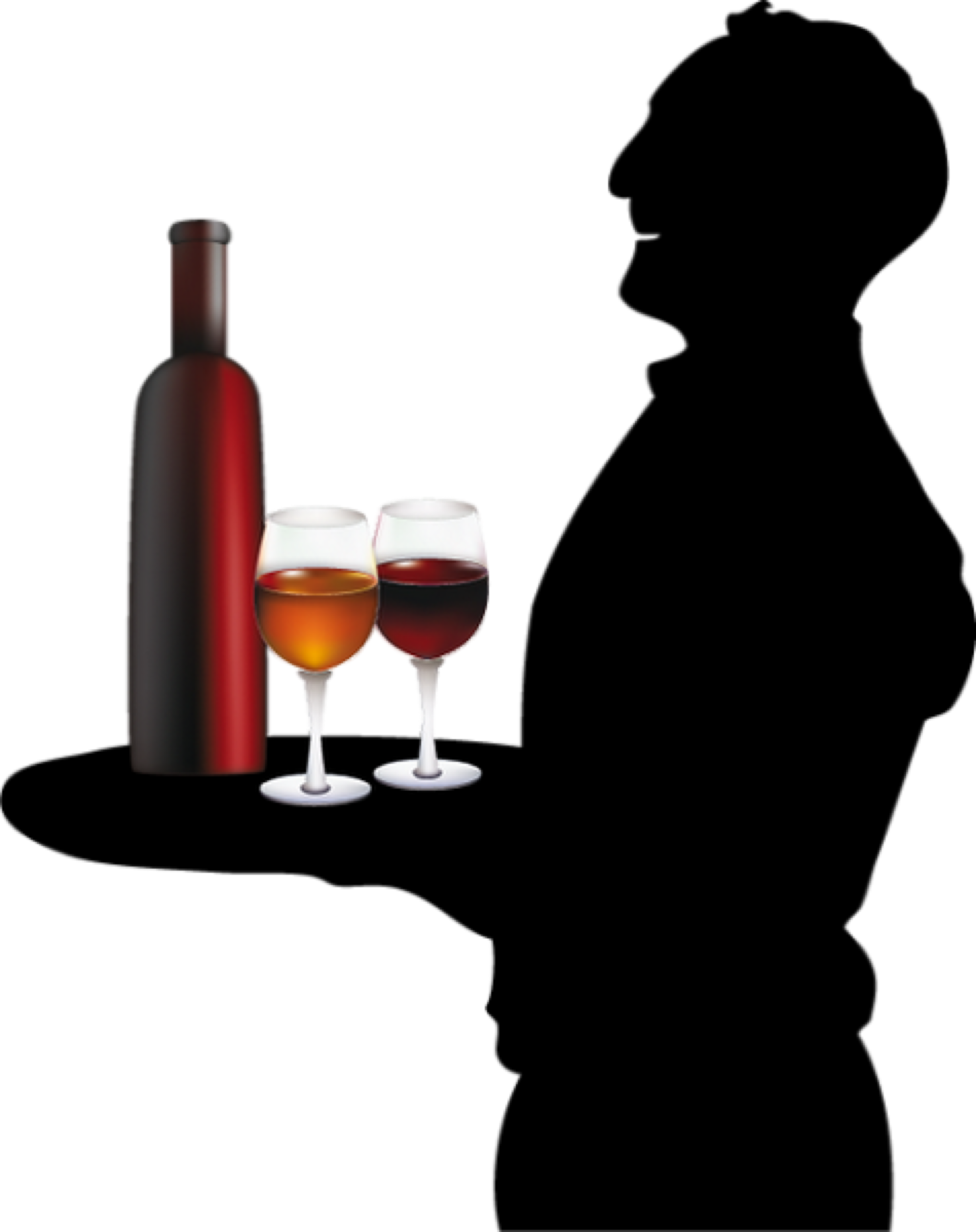 #silhouette #wine #freetoedit - Waiter Vector Clipart (2475x3126), Png Download