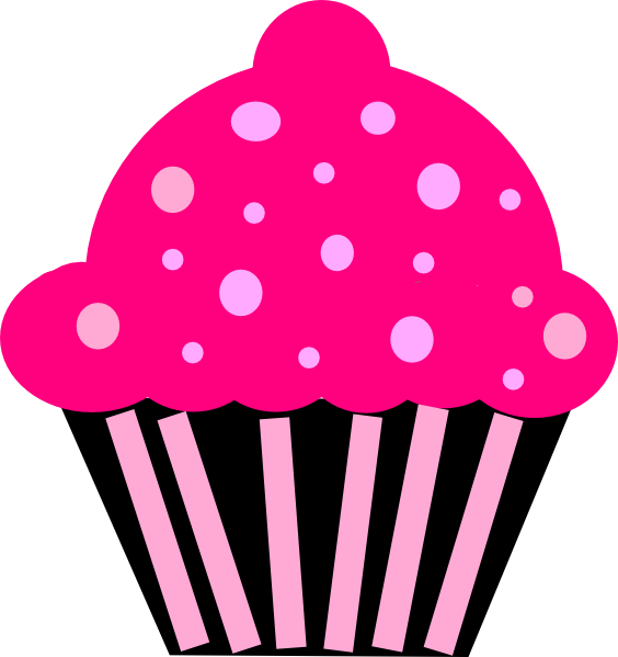 Cupcake Pink Black Clip Art At Clker - Pink Cup Cake Clip Art - Png Download (564x599), Png Download