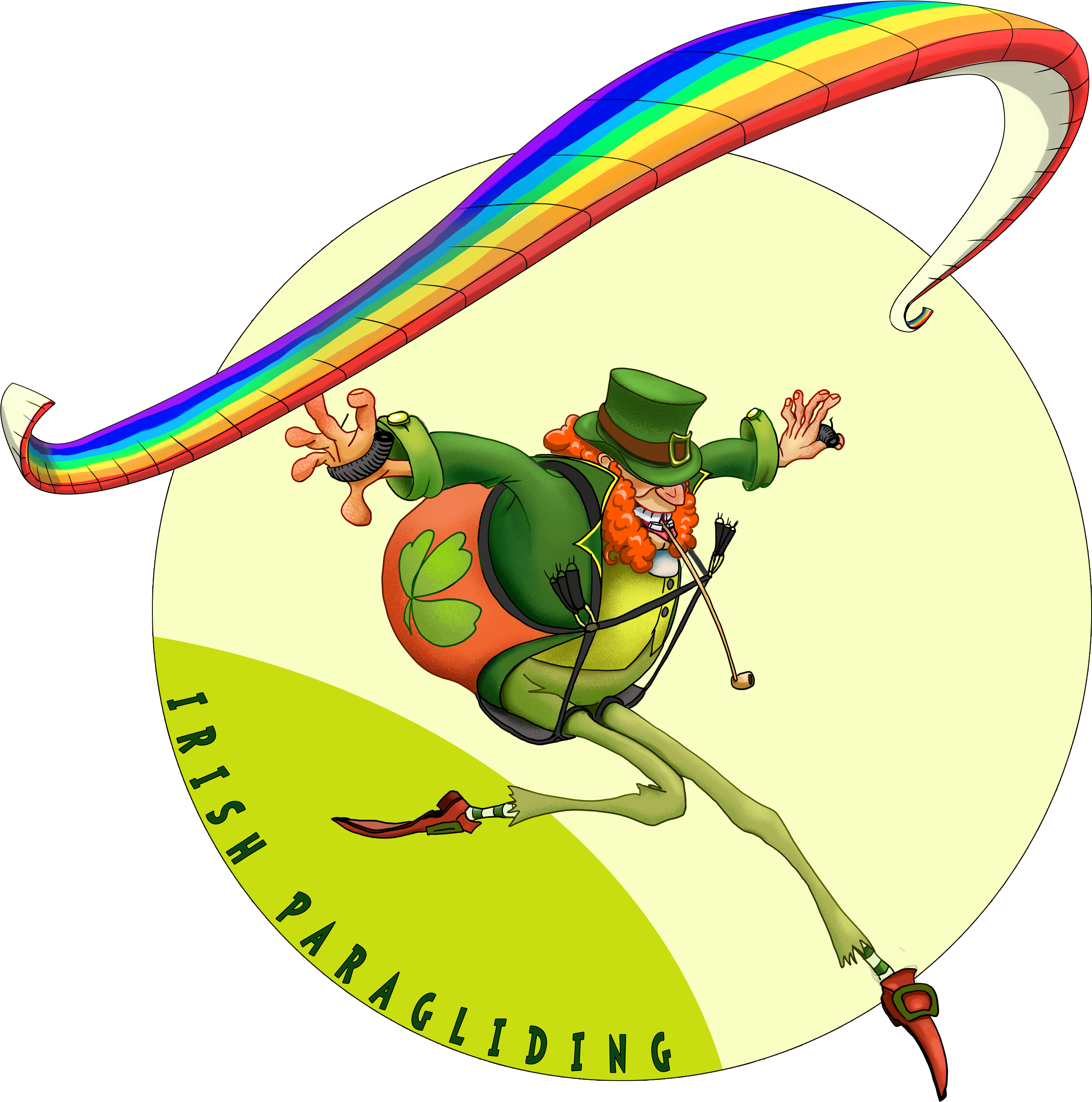 Leprechaun Paragliding Clipart (4383x4714), Png Download