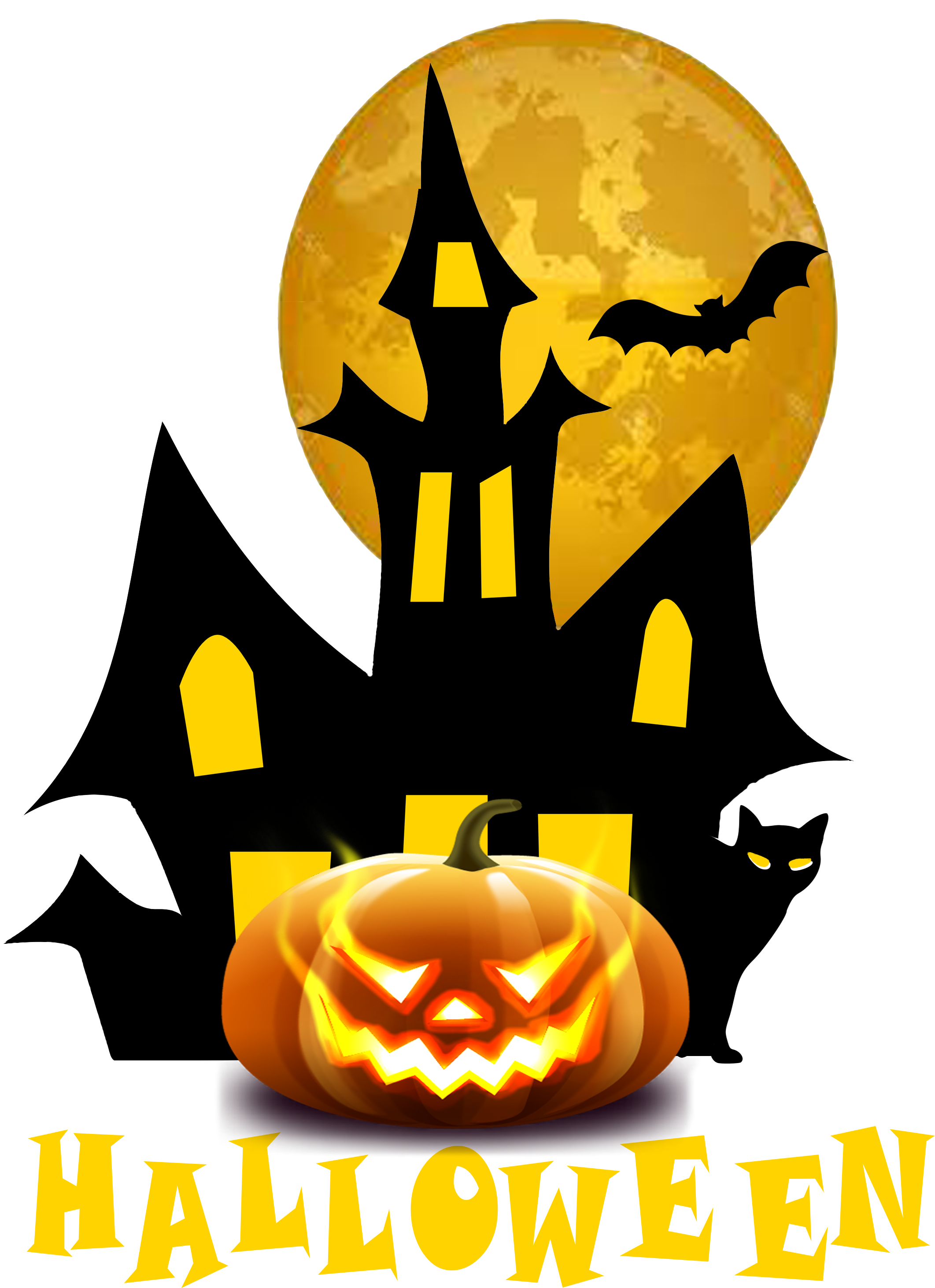 Clipart Volleyball Halloween - Black Haunted House Clipart - Png Download (2254x3000), Png Download