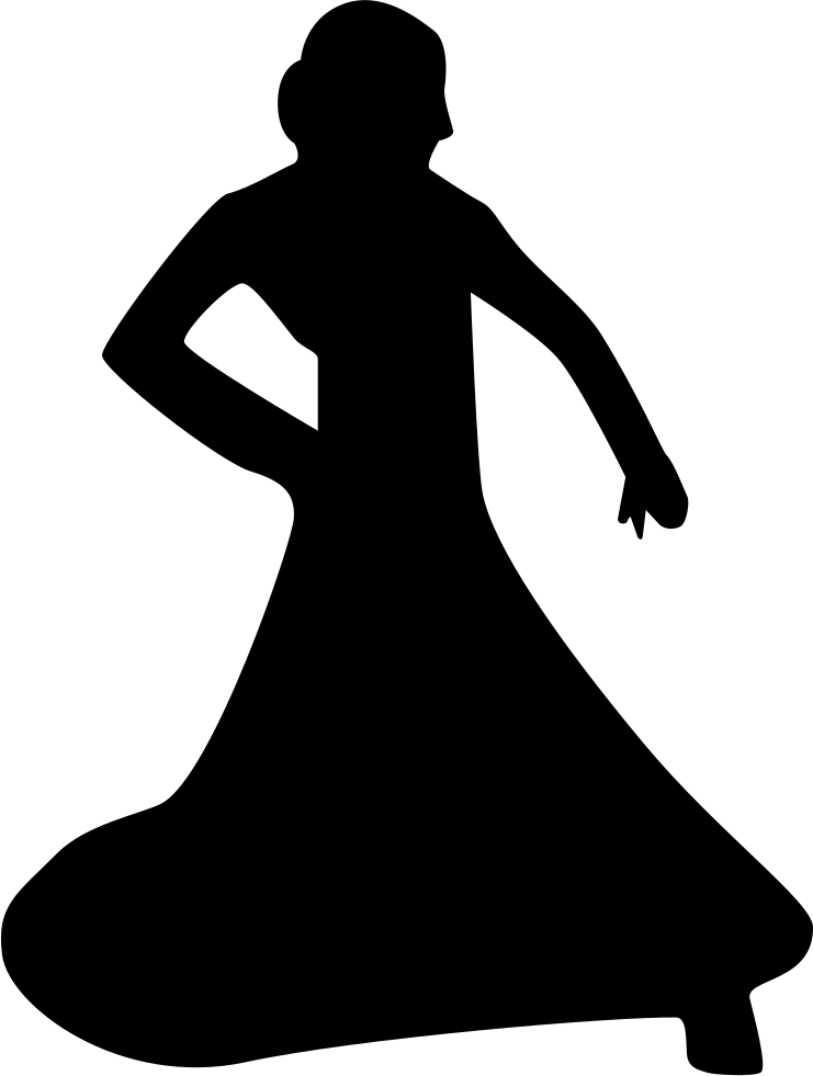 Woman Dancing With Long Dress - Silhueta De Vestido Rodado Png Clipart (741x981), Png Download
