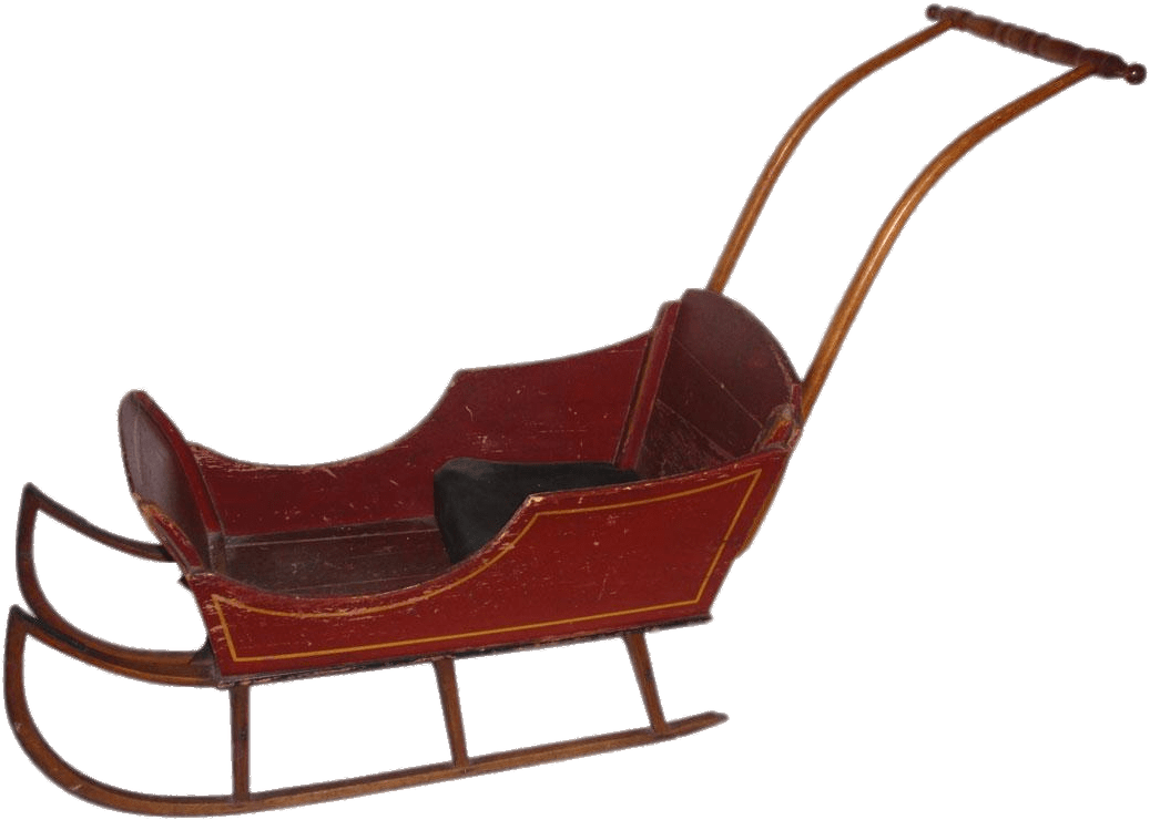 Vintage Push Sleigh Clip Arts - Antique Wooden Childs Sleigh - Png Download (1050x751), Png Download