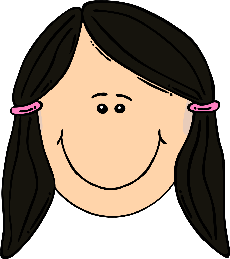 Smiling Dark Hair Girl Svg Clip Arts - Brown Haired Cartoon Girl - Png Download (1024x1024), Png Download