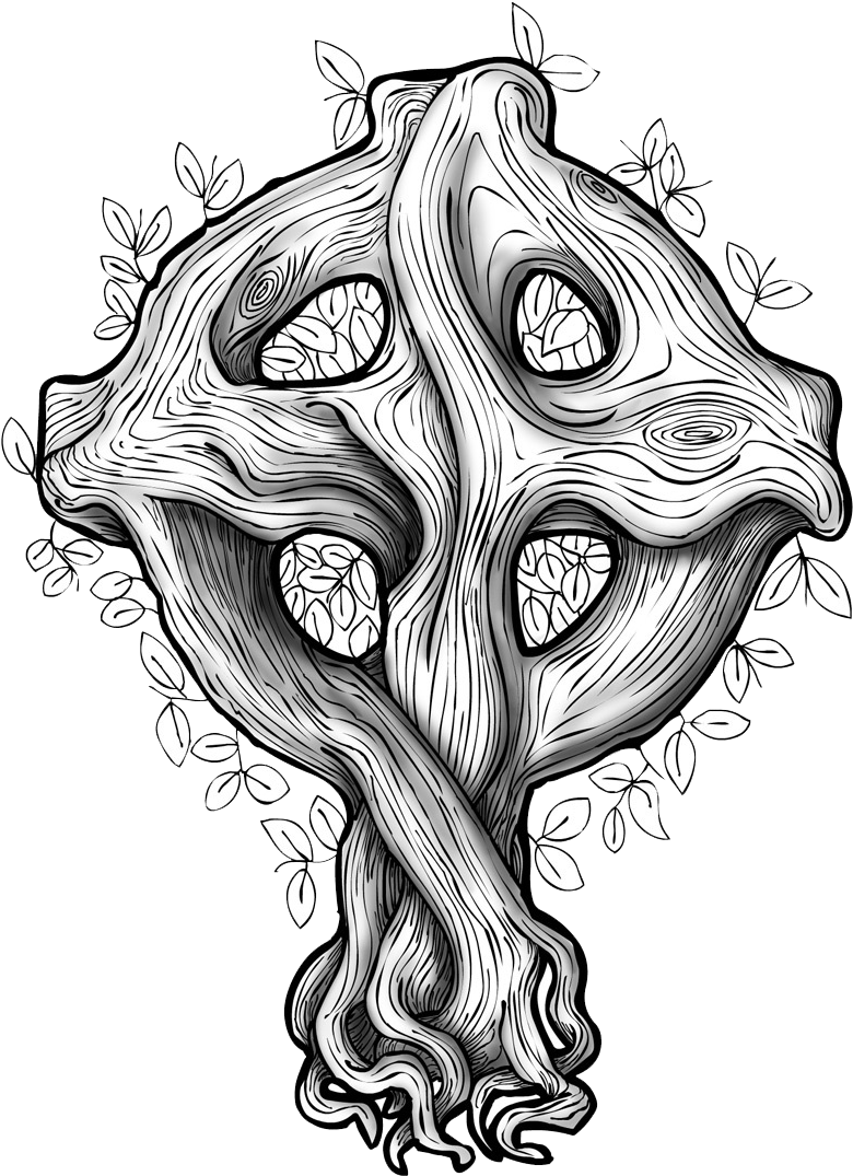 Celtic Cross In A Tree Clipart (1013x1157), Png Download