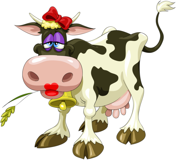 Cartoon Cow With Makeup Clipart (600x546), Png Download
