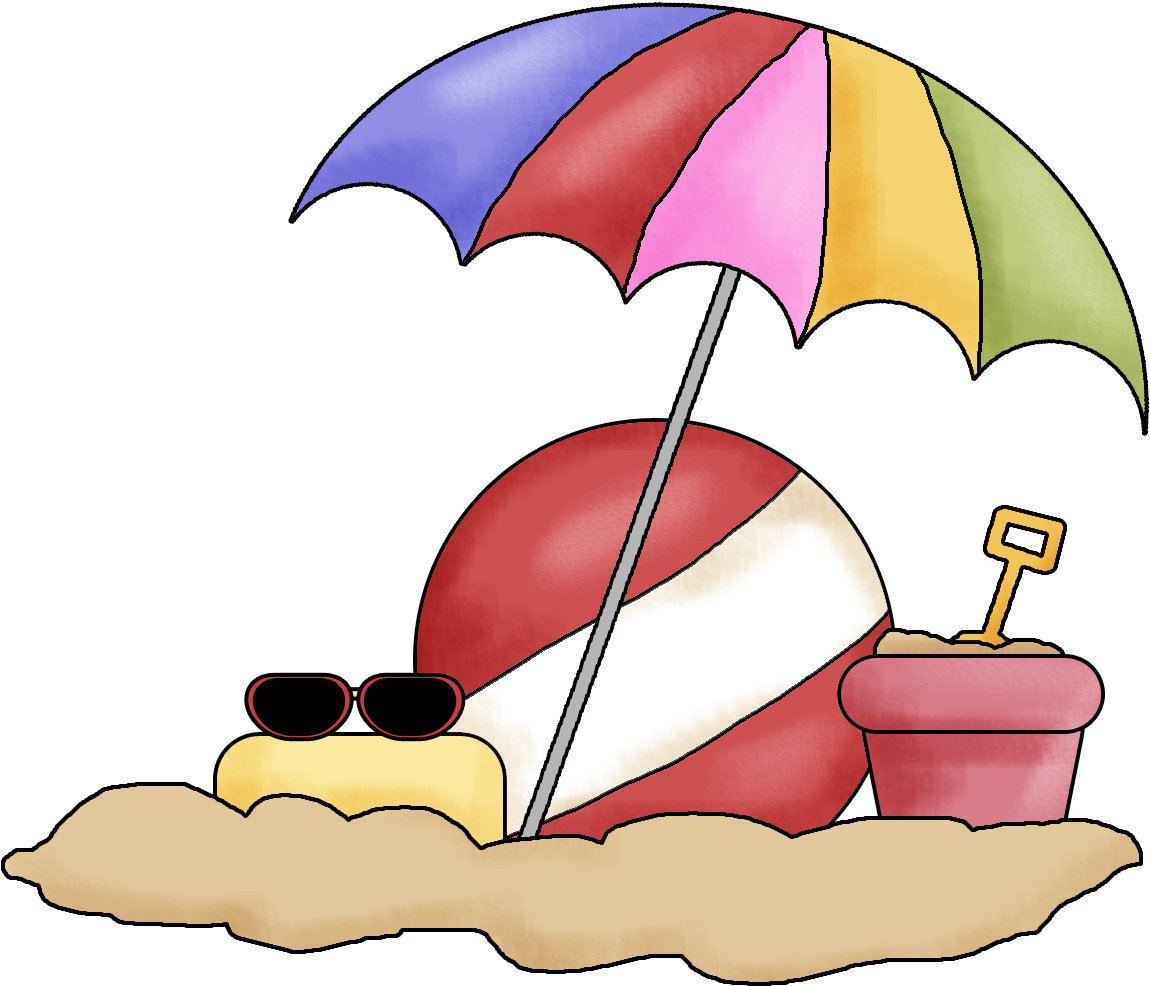 Beachball Bucket Umbrella Png Clipart (1196x1046), Png Download