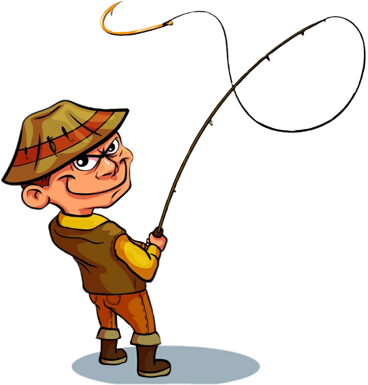 Transparent Fishing Rod Clip Art - Pescador Dibujo A Color - Png Download (727x761), Png Download