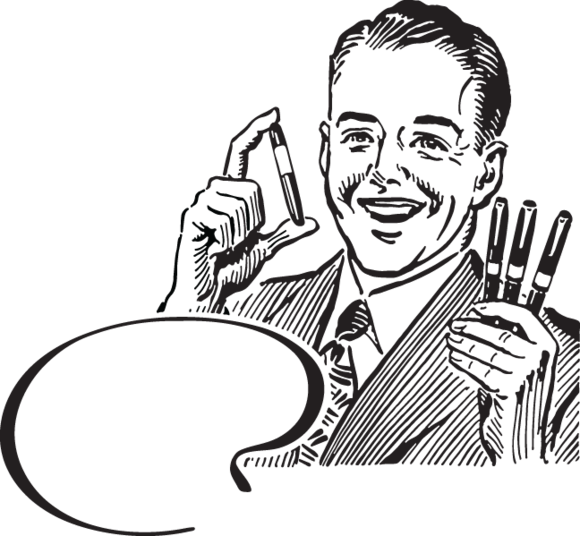 Salesman Pen Cartoon Clipart (580x536), Png Download