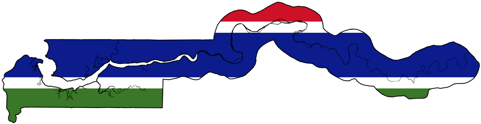 Gambia Map With Flag Clipart (1600x413), Png Download