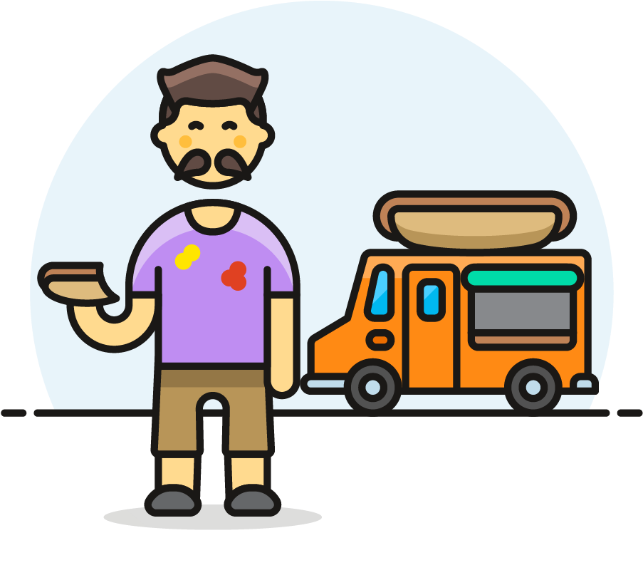 35 Hotdog Food Truck Male Asian - Clip Art - Png Download (903x821), Png Download