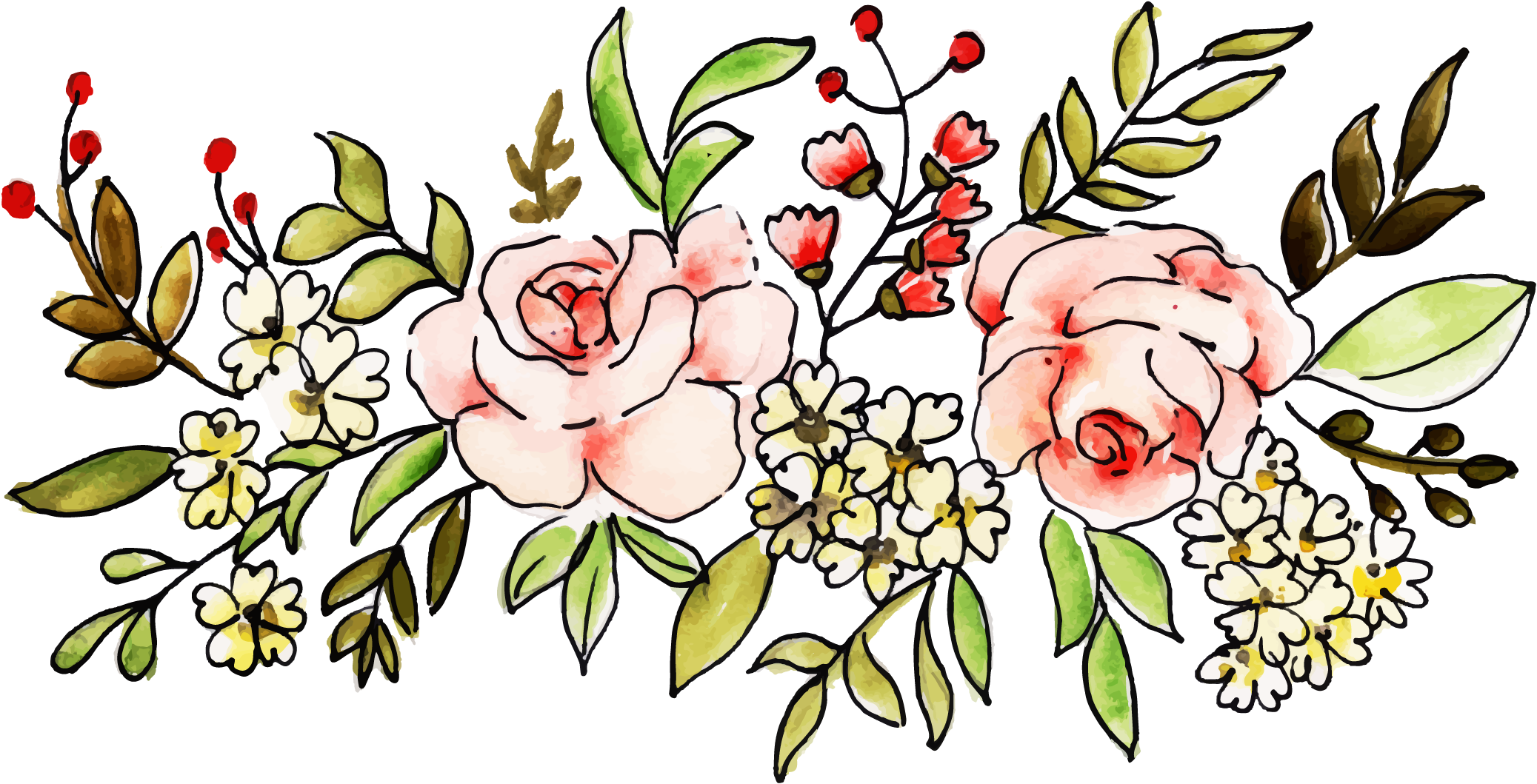 Floribunda Clipart (2075x1059), Png Download