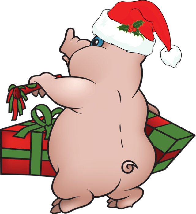 Pig Christmas Clipart - Christmas Pig Clip Art - Png Download (640x700), Png Download