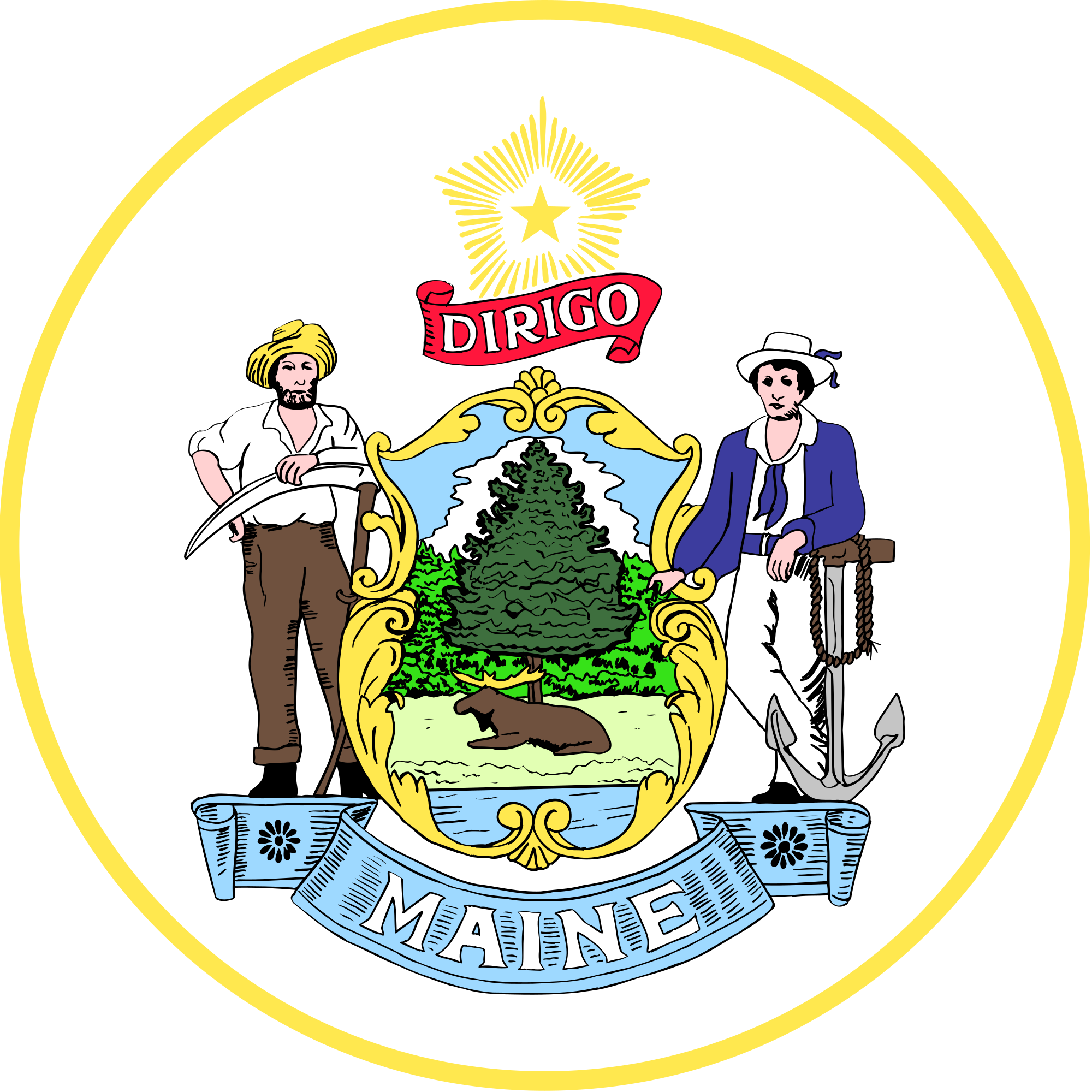 Maine State Seal Clipart (2000x2000), Png Download