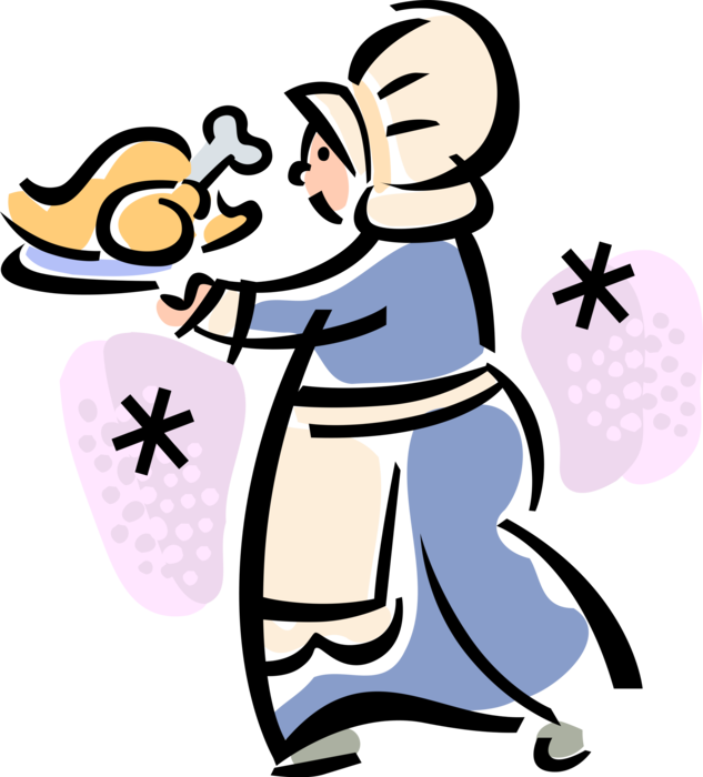 Vector Illustration Of American Pilgrim Pioneer Serves - Vector Graphics Clipart (633x700), Png Download