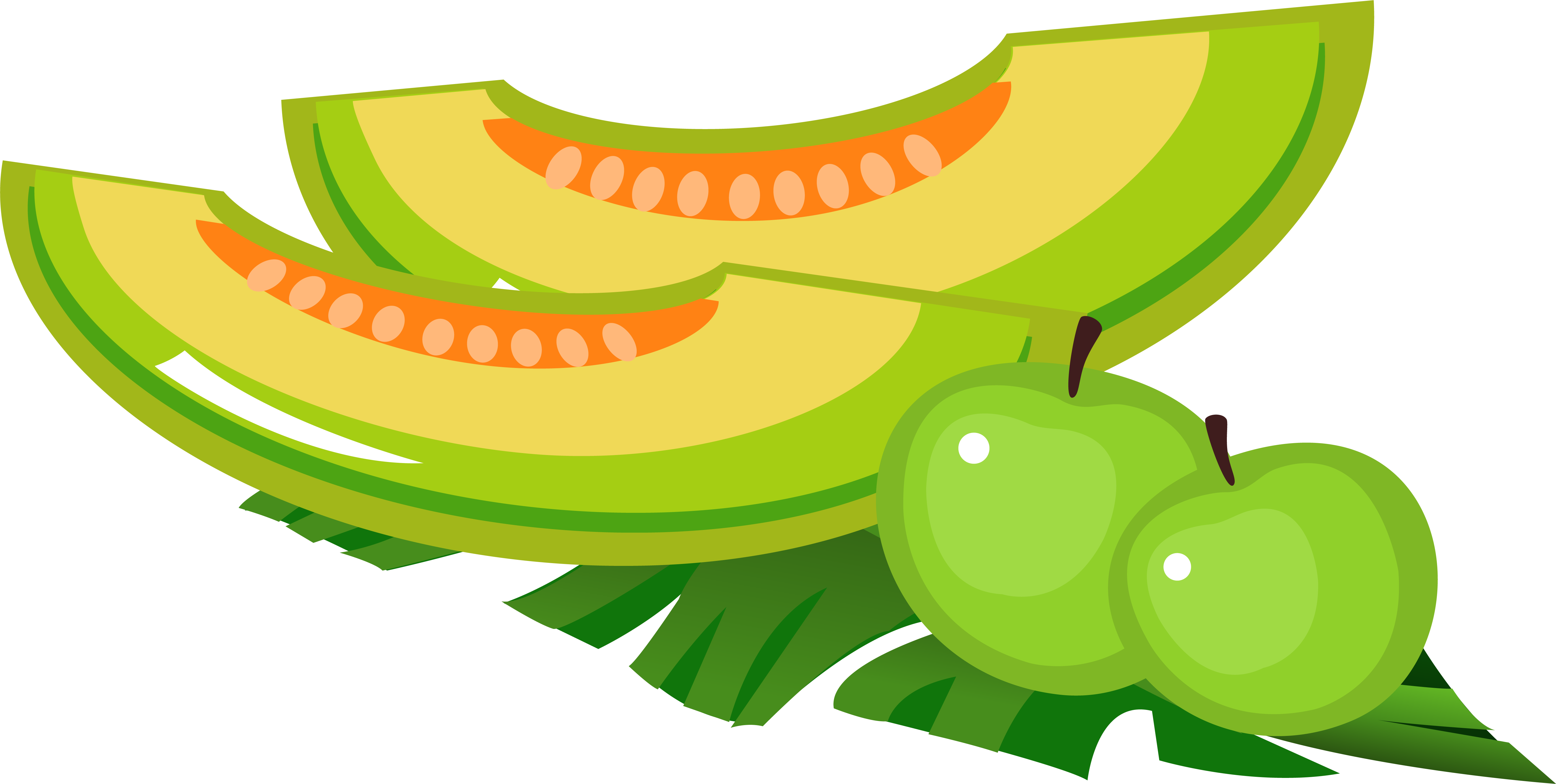 Cartoon Fruit Melon Transprent - Cartoon Summer Fruits Png Clipart (5626x2836), Png Download