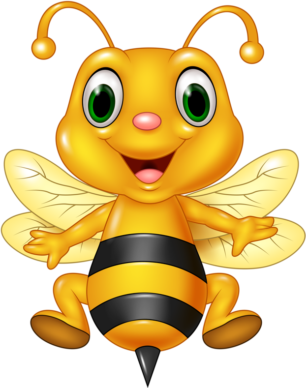 Honey Bee Cartoon Illustration - Cute Bee Clipart (635x800), Png Download