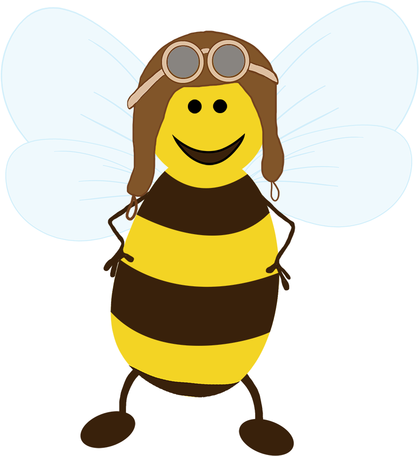 Pilot Bee Image - Cartoon Clipart (1063x1063), Png Download