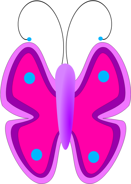 Cartoon Pink Vector Image - Pink Butterfly With Transparent Background Clipart - Png Download (600x600), Png Download